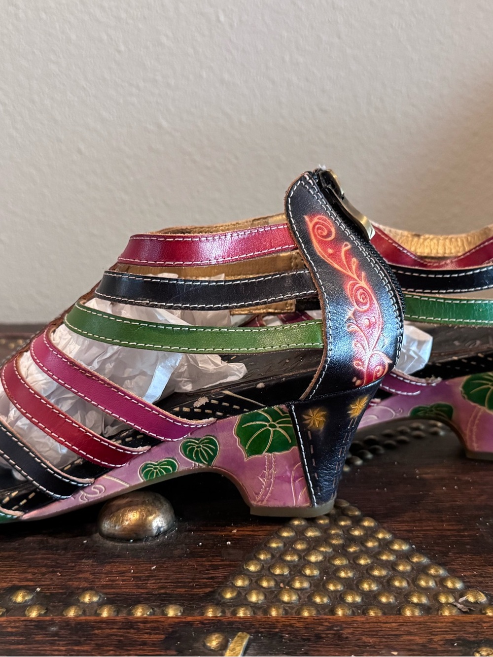 Multicolor Strappy Heeled Sandals Pink, Green, Black! Elite Corkus St. Martin. - Picture 7 of 11